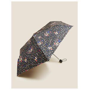 Kompaktní deštník s květinovým potiskem a technologií Stormwear™ Marks & Spencer černá