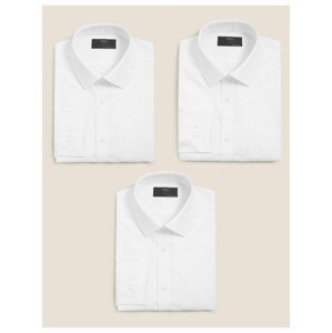 Košile úzkého střihu s dlouhým rukávem, 3 kusy v balení Marks & Spencer bílá