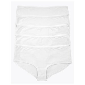 Nízce střižené šortkové kalhotky z bavlny a lycry®, 5 ks v balení Marks & Spencer bílá