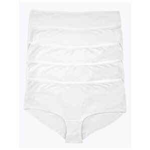 Nízce střižené šortkové kalhotky z bavlny a lycry®, 5 ks v balení Marks & Spencer bílá