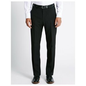 Hladké kalhoty pro velkou a vysokou postavu, normální střih Marks & Spencer černá