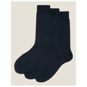 3 páry luxusních ponožek z egyptské bavlny Marks & Spencer námořnická modrá