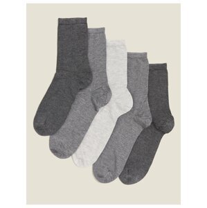 5 párů kotníkových ponožek Sumptuously Soft™ Marks & Spencer šedá
