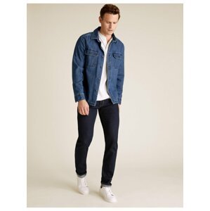 Strečové džíny s úzkým střihem pro velkou a vysokou postavu Marks & Spencer námořnická modrá