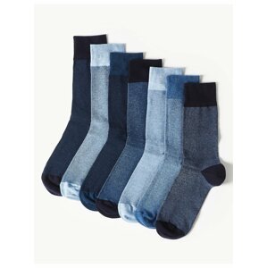 Sada sedmi párů pánských ponožek v modré barvě  Marks & Spencer