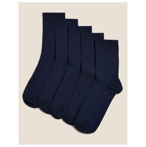 Kotníkové ponožky s vysokým podílem bavlny, sada 5 ks Marks & Spencer námořnická modrá