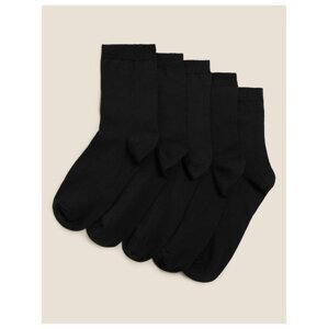 Kotníkové ponožky s vysokým podílem bavlny, sada 5 ks Marks & Spencer černá