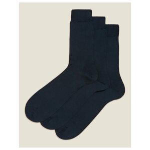 Luxusní bavlněné ponožky, 3 páry Marks & Spencer námořnická modrá