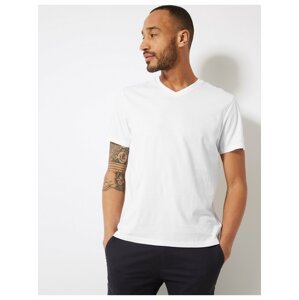 Tričko z čisté bavlny s výstřihem do V Marks & Spencer bílá