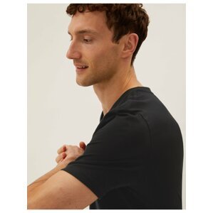 Tričko z čisté bavlny s výstřihem do V Marks & Spencer černá