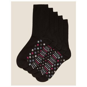 Sada pěti párů dámských ponožek v černé barvě  Marks & Spencer