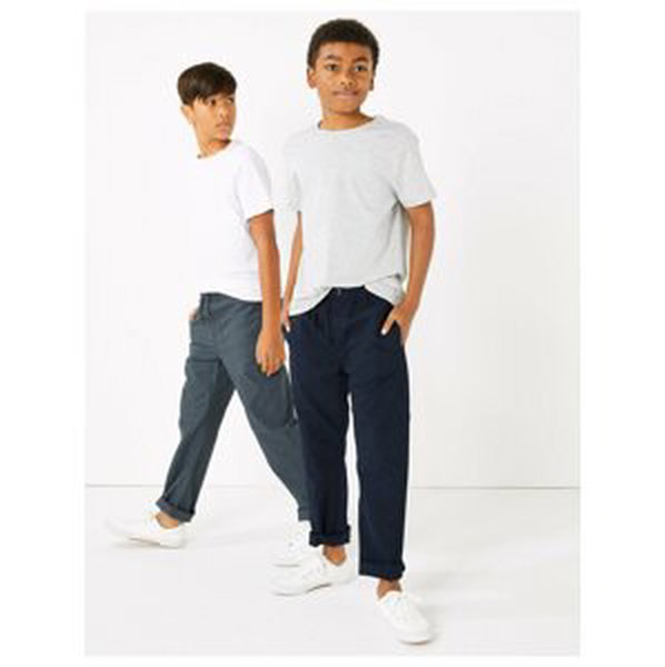 Bavlněné ripstopové kalhoty, 2 ks v balení (6–16 let) Marks & Spencer vícebarevná