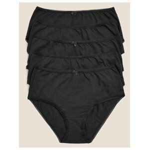 Midi kalhotky z bavlny s lycrou®, 5 ks v balení Marks & Spencer černá