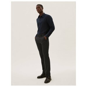 Hladké kalhoty normálního střihu s podílem bavlny Marks & Spencer černá