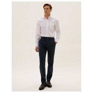 Hladké kalhoty normálního střihu s podílem bavlny Marks & Spencer námořnická modrá