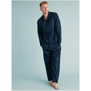 Puntíkovaná pyžamová souprava z čisté bavlny Marks & Spencer námořnická modrá