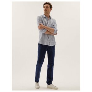 Prémiové strečové chino kalhoty normálního střihu Marks & Spencer námořnická modrá
