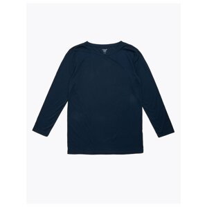 Prodloužený volný top s dlouhými rukávy a kulatým výstřihem Marks & Spencer námořnická modrá