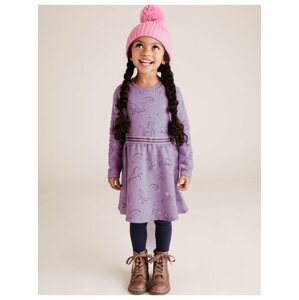 Bavlněné šaty s potiskem galaxie (2–7 let) Marks & Spencer fialová