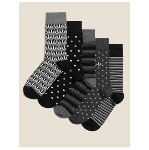 5 různých párů ponožek s technologií Cool & Freshfeet™ Marks & Spencer černá