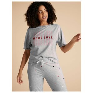 Bavlněný pyžamový top s nápisem More Love Marks & Spencer šedá