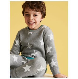 Mikina z organické bavlny s motivem hvězd (2–7 let) Marks & Spencer šedá