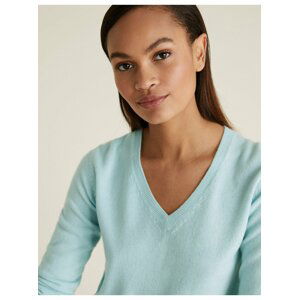 Extra měkký svetr s výstřihem do V Marks & Spencer modrá