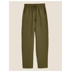 Kalhoty ke kotníkům mírně zúženého střihu s vysokým obsahem materiálu Tencel™ Marks & Spencer zelená