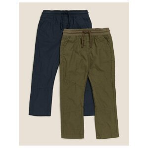 Bavlněné ripstopové kalhoty, 2 ks v balení (2–7 let) Marks & Spencer vícebarevná