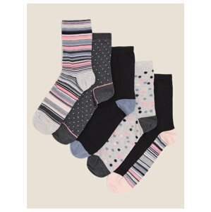Bavlněné kotníkové ponožky, 5 párů v balení Marks & Spencer šedá