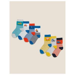 Bavlněné ponožky s názvy dnů v týdnu, 7 párů v balení Marks & Spencer vícebarevná