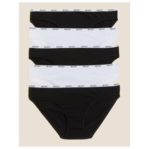 Kalhotky Body v bikini střihu z bavlny Supima, 5 ks Marks & Spencer černá