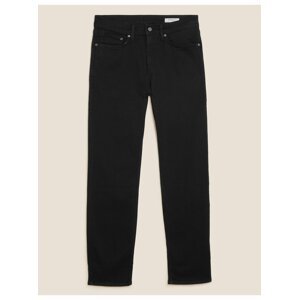 Strečové džíny rovného střihu z organické bavlny Marks & Spencer černá