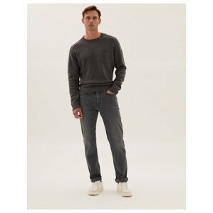 Strečové džíny rovného střihu z organické bavlny Marks & Spencer šedá