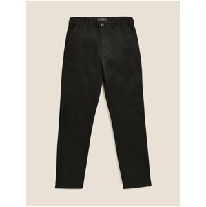 Strečové chino kalhoty pro velkou a vysokou postavu, normální střih Marks & Spencer černá