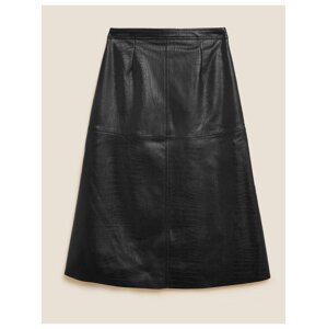 Midi sukně áčkového střihu z umělé krokodýlí kůže Marks & Spencer černá