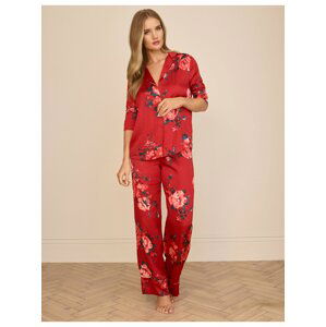 Saténová pyžamová souprava s květinovým motivem Marks & Spencer červená