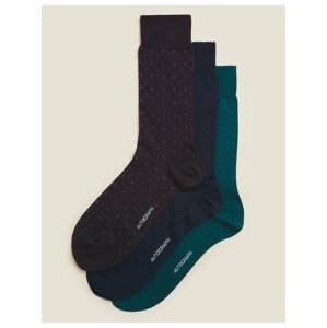 3 páry modalových ponožek Pima z bavlny s puntíky Marks & Spencer vícebarevná