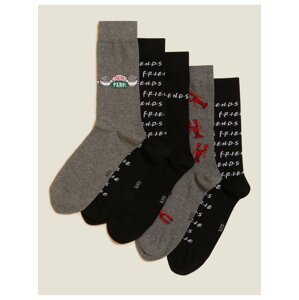 Sada pěti párů pánských ponožek v šedé a černé barvě  Marks & Spencer Friends™