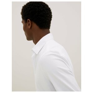 Žerzejová košile úzkého střihu z bavlny Marks & Spencer bílá