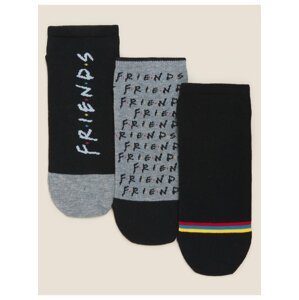 Bavlněné nízké ponožky Friends™, sada 3 párů Marks & Spencer šedá