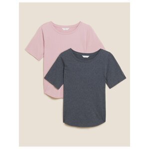 Tričko na spaní z bavlny a modalu, 2 ks Marks & Spencer růžová