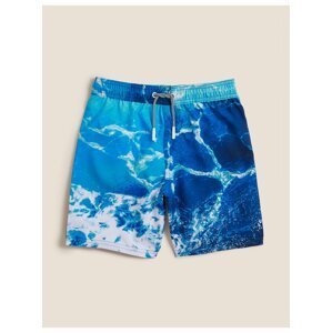 Plavecké šortky s motivem vln (6–16 let) Marks & Spencer modrá