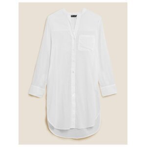 Dlouhá plážová košile z čisté bavlny Marks & Spencer bílá