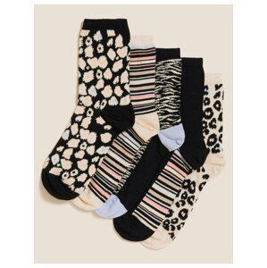 Bezešvé kotníkové ponožky s vysokým podílem bavlny, sada 5 párů Marks & Spencer růžová