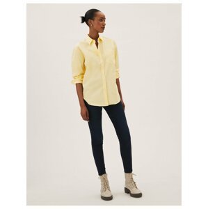 Rozměrná košile s dlouhými rukávy z čisté bavlny Marks & Spencer žlutá