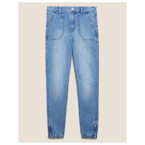 Modré dámské džíny ke kotníkům ze směsi bavlny, úzký střih Marks & Spencer