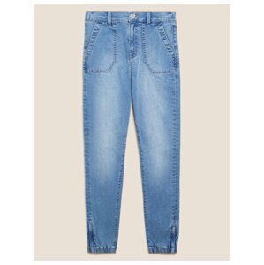 Modré dámské džíny ke kotníkům ze směsi bavlny, úzký střih Marks & Spencer
