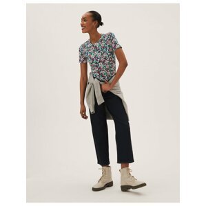 Tričko s vysokým podílem bavlny a zvířecím potiskem, přiléhavý střih Marks & Spencer vícebarevná