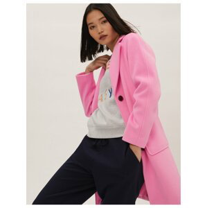 Keprový jednořadý kabát Marks & Spencer růžová